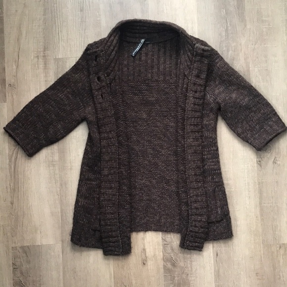 Brown cardigan with large buttons 3/4 length sleeve & pockets - Picture 1 of 10